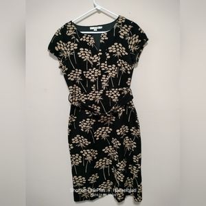 Boden Women's 8L Cotton Pencil Black Dress Wide Matching Belt Vintage Inspired